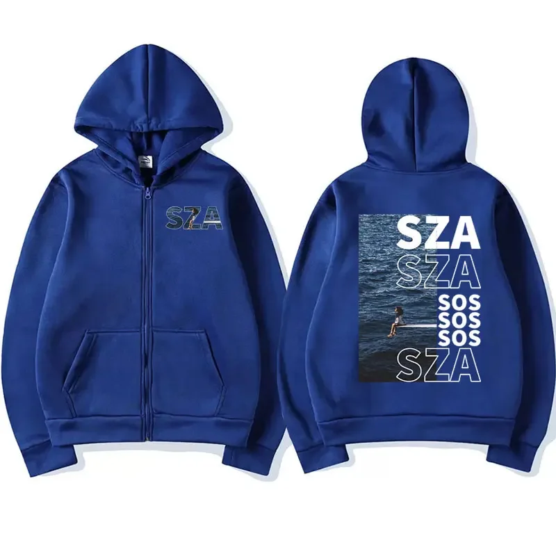 SZA – S.O.S Album Graphic Print Zip Up Hoodie SZA Merch