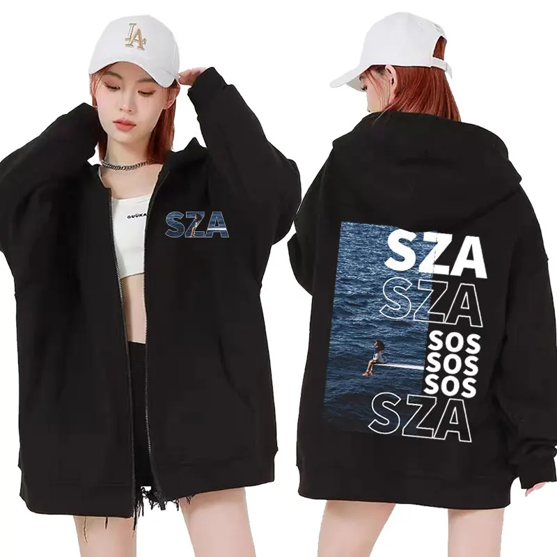 SZA – S.O.S Album Graphic Print Zip Up Hoodie SZA Merch