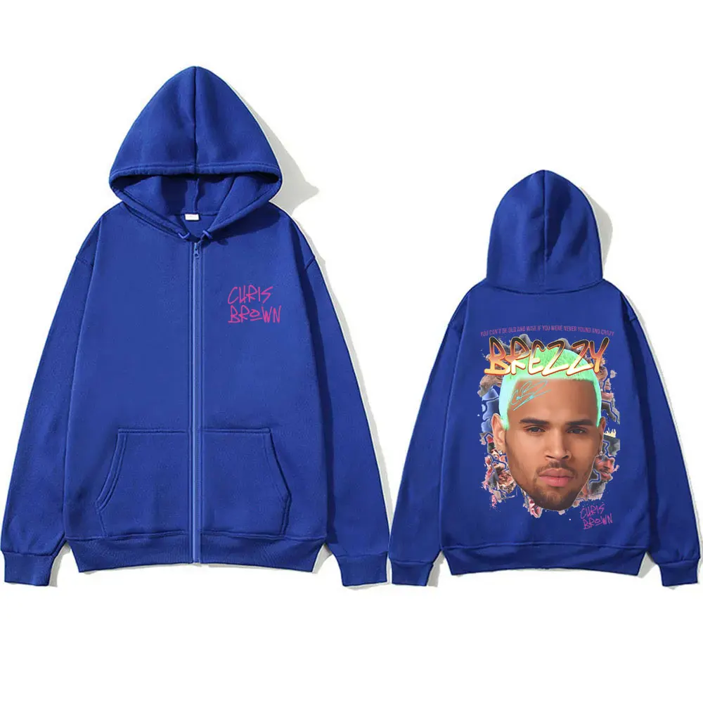 Rapper Chris Brown - Breezy Zip Up Hoodie — Chris Brown Merch