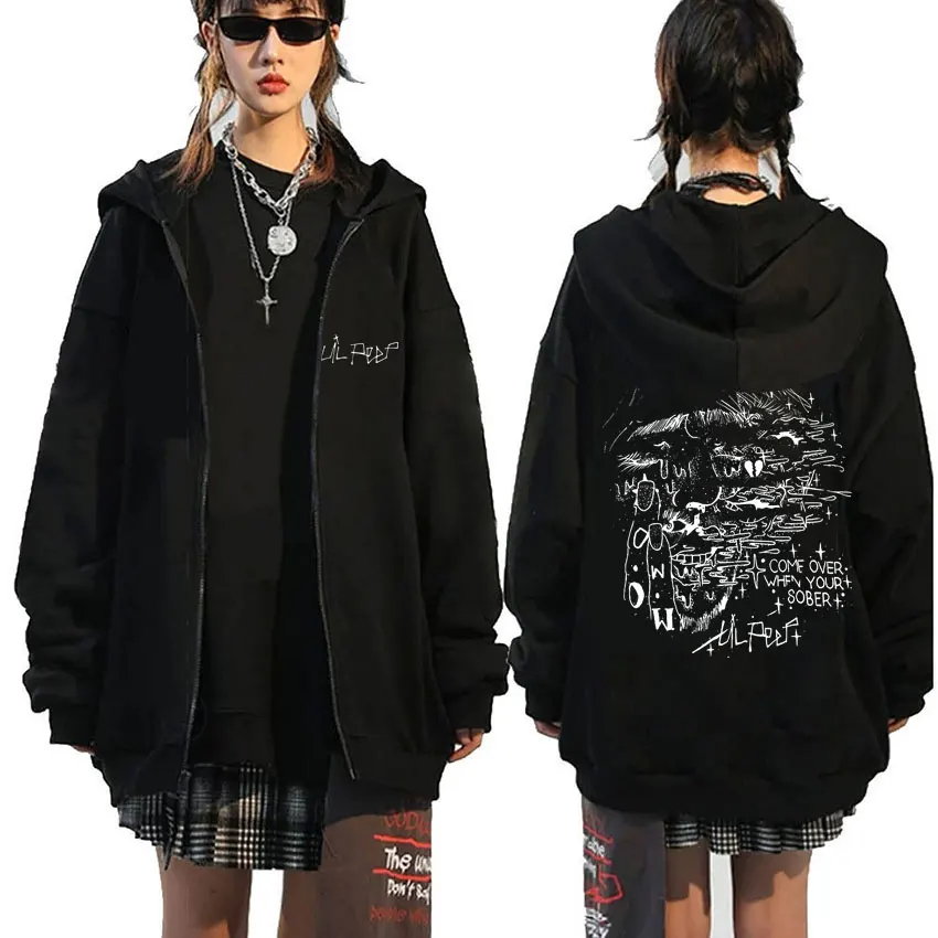 Lil Peep - Cry Baby Doodle Print Zip Up Hoodie