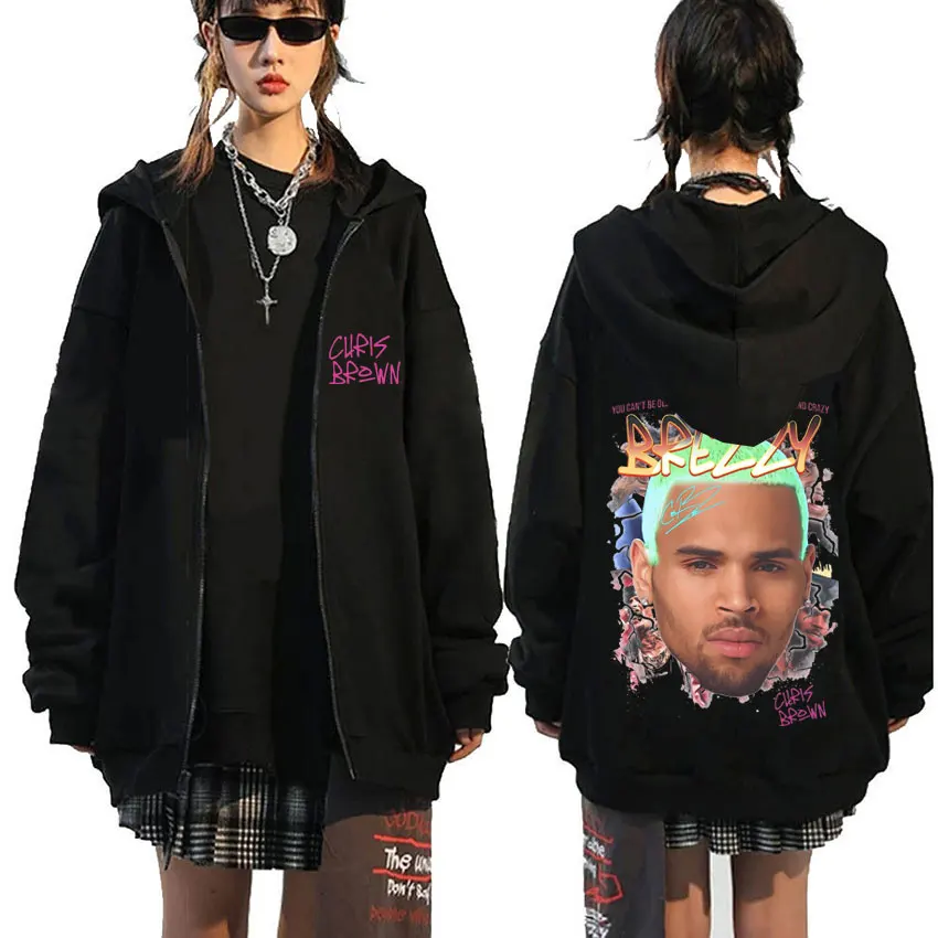 Rapper Chris Brown - Breezy Zip Up Hoodie — Chris Brown Merch