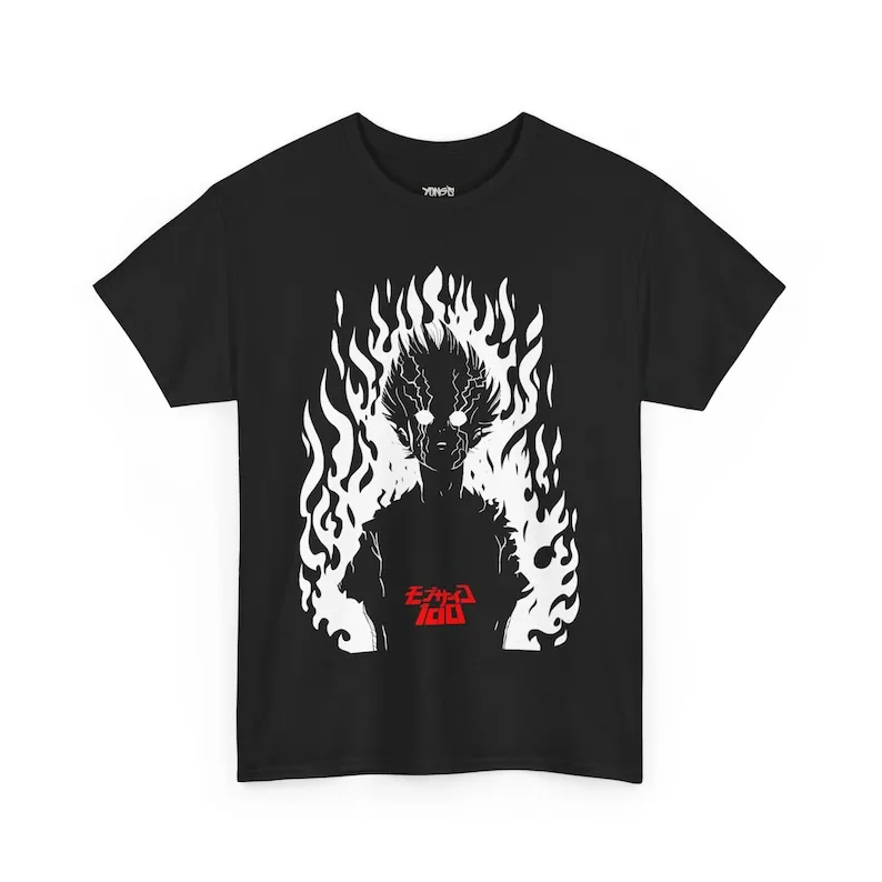 Mob Psycho 100 – Flames Print Anime Tshirt anime tshirts merch