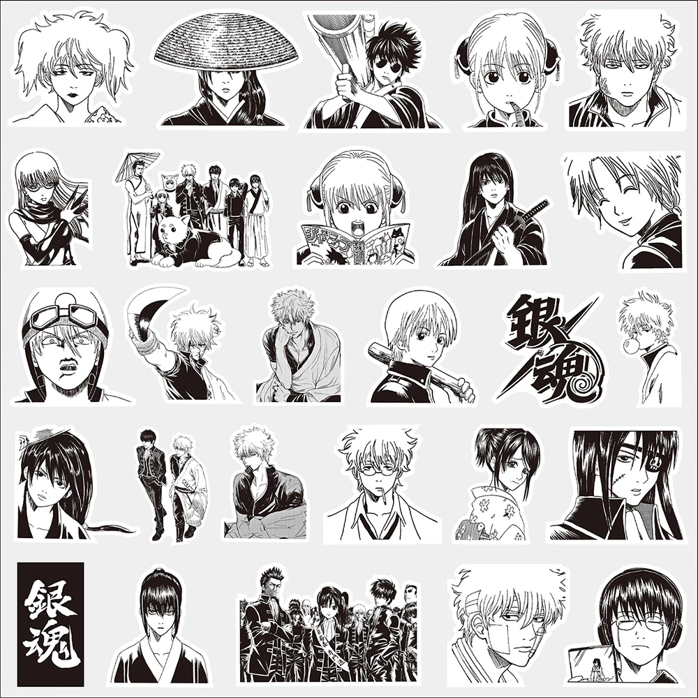 Gintama – 50 PCS Black & White Anime Stickers anime stickers merch