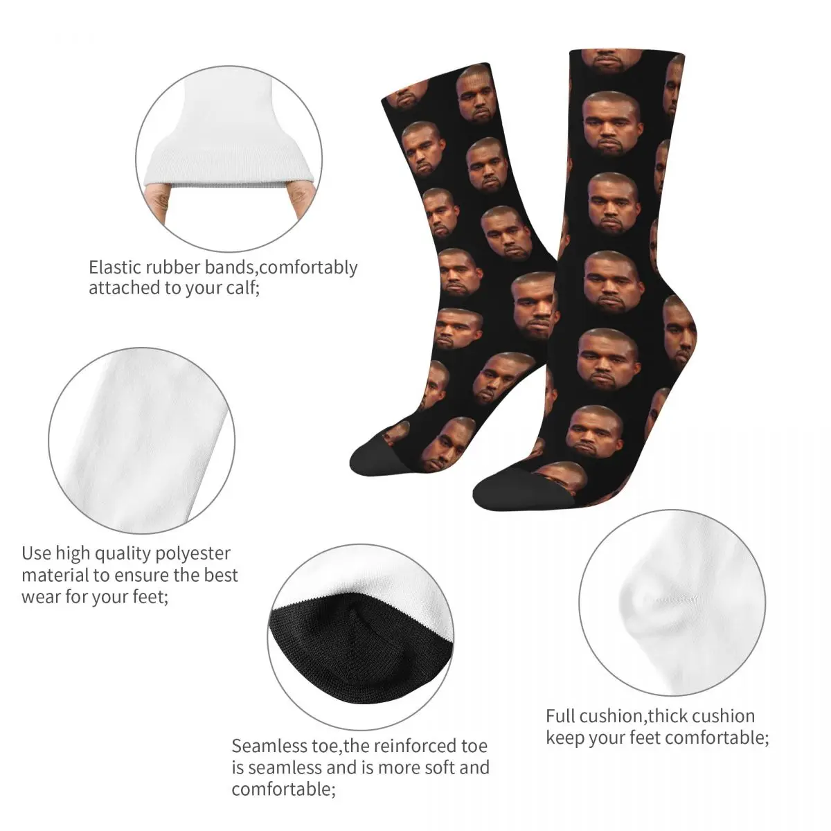 Kanye West – Face Artist Doodle Print Socks Kanye West Merch