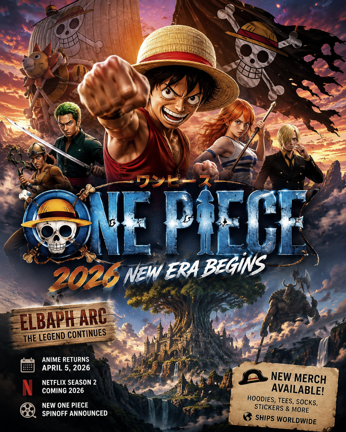 One Piece Anime 2026 Update: Netflix Season 2 & 48 Must-Have Merch Picks 8 One Piece Anime 2026 – Elbaph Arc, News & Best Merch