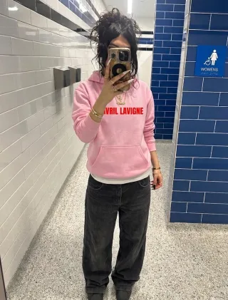 Customer wearing Avril Lavigne hoodie