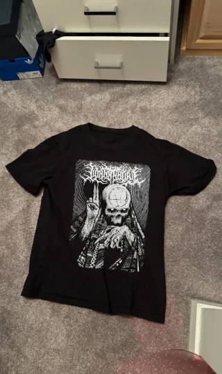 Customer wearing Lorna Shore t-shirt