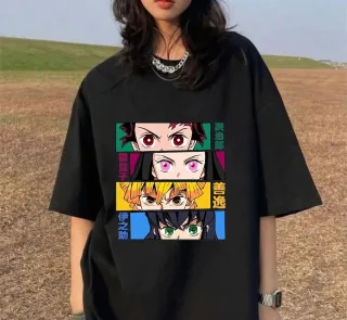 Customer wearing Demon Slayer t-shirt